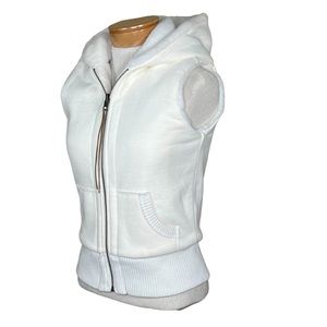 NWOT Old Navy Ivory Faux Fur Lined Hooded Reversible Vest